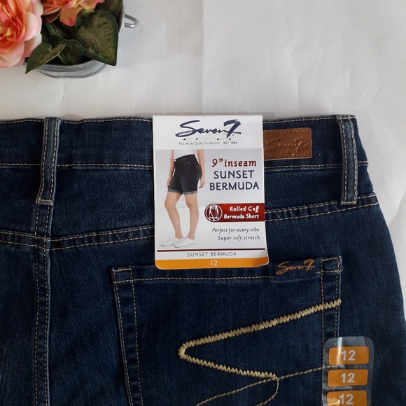 Seven 7 | Bermuda cuffed blue jean shorts - Picture 8 of 14